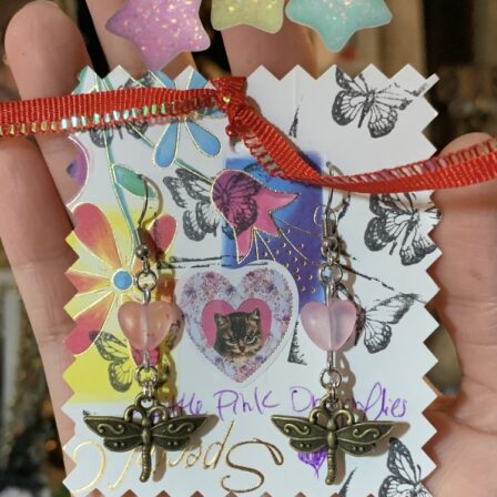 Little pink dragonflies earrings