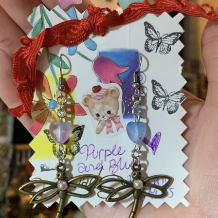 Purple and blue dragonflies