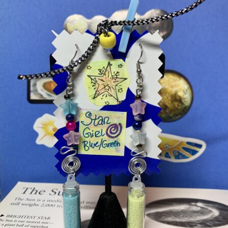 Star girl earrings blue green