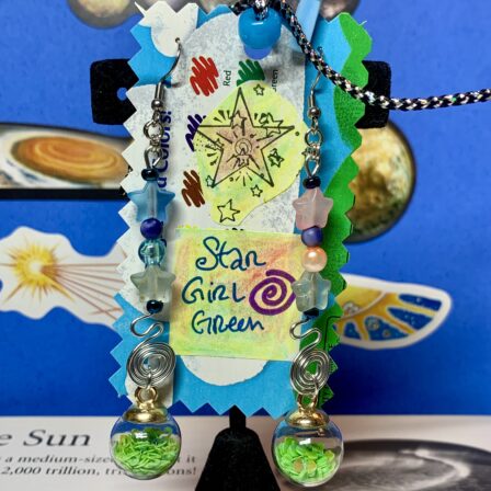 Star girl earrings green