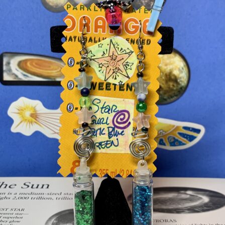 Star girl earrings dark blue green