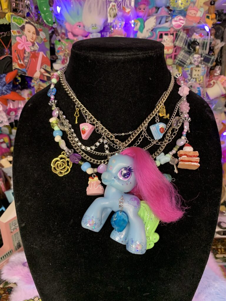 Blue and pink pony
