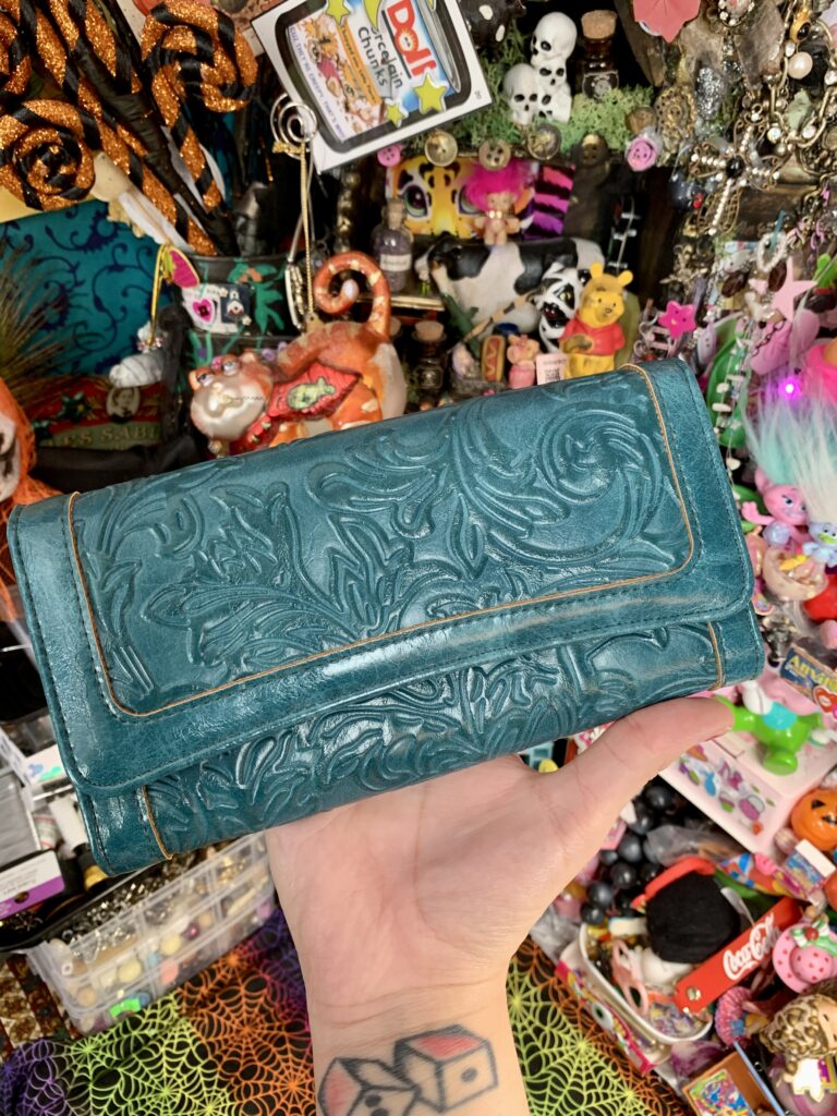 Faux leather blue wallet